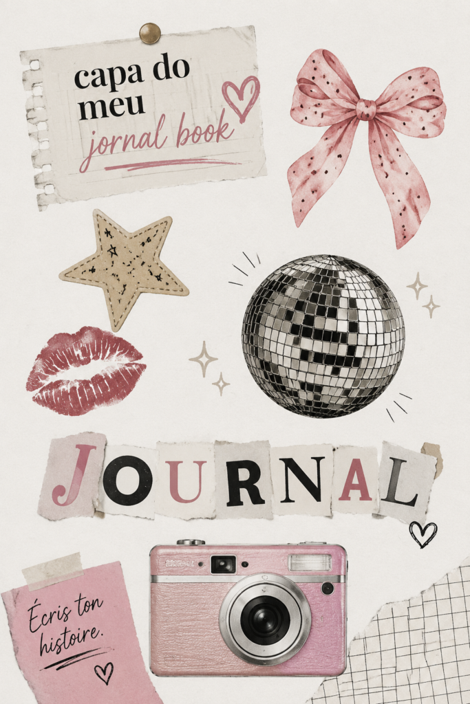 Couverture de journal artistique personnalisée avec des motifs colorés et des embellissements créatifs.