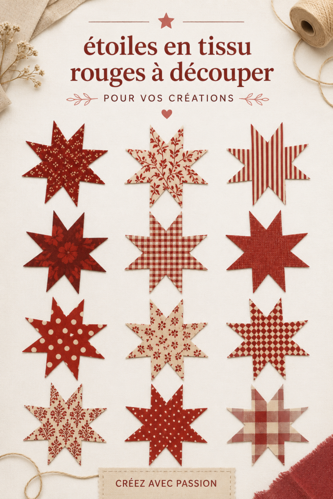 Étoiles en tissu rouge pour embellir un scrapbook