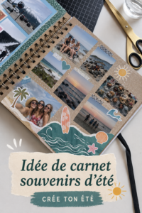 Carnet d'été créatif rempli de souvenirs et d'illustrations colorées