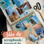 Carnet de vacances décoré avec des photos et des souvenirs de voyage