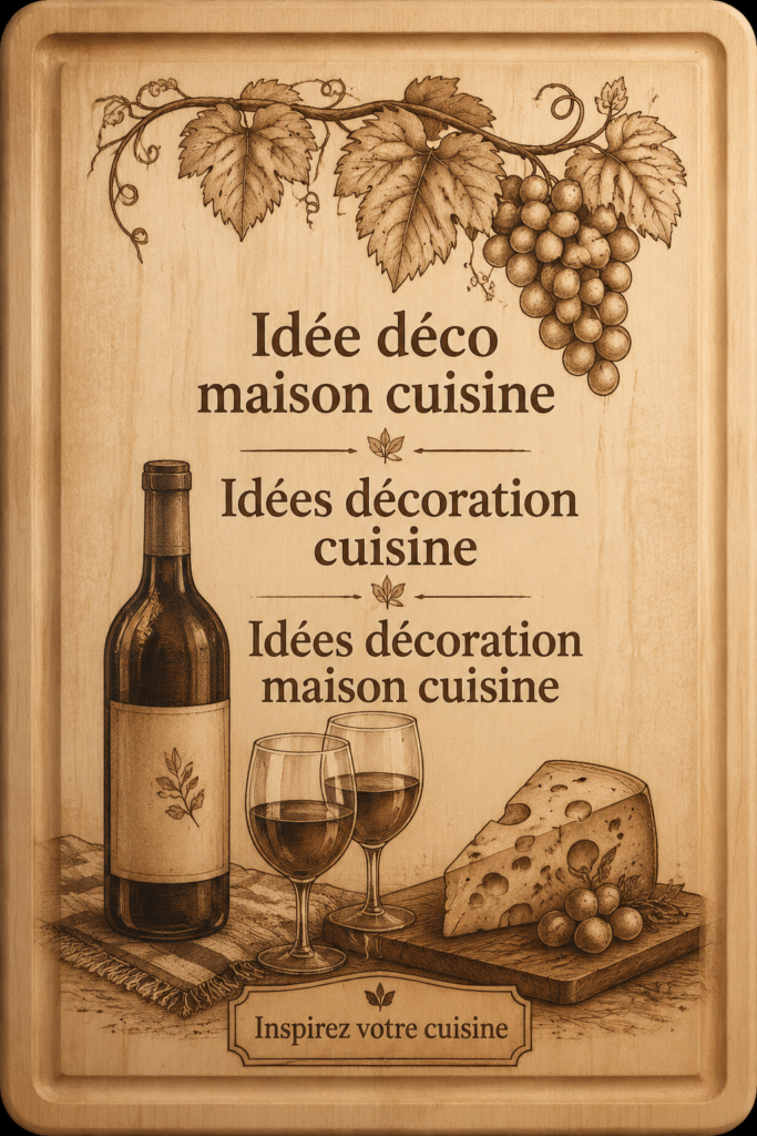 Cuisine chaleureuse avec des décorations personnalisées et un éclairage doux.