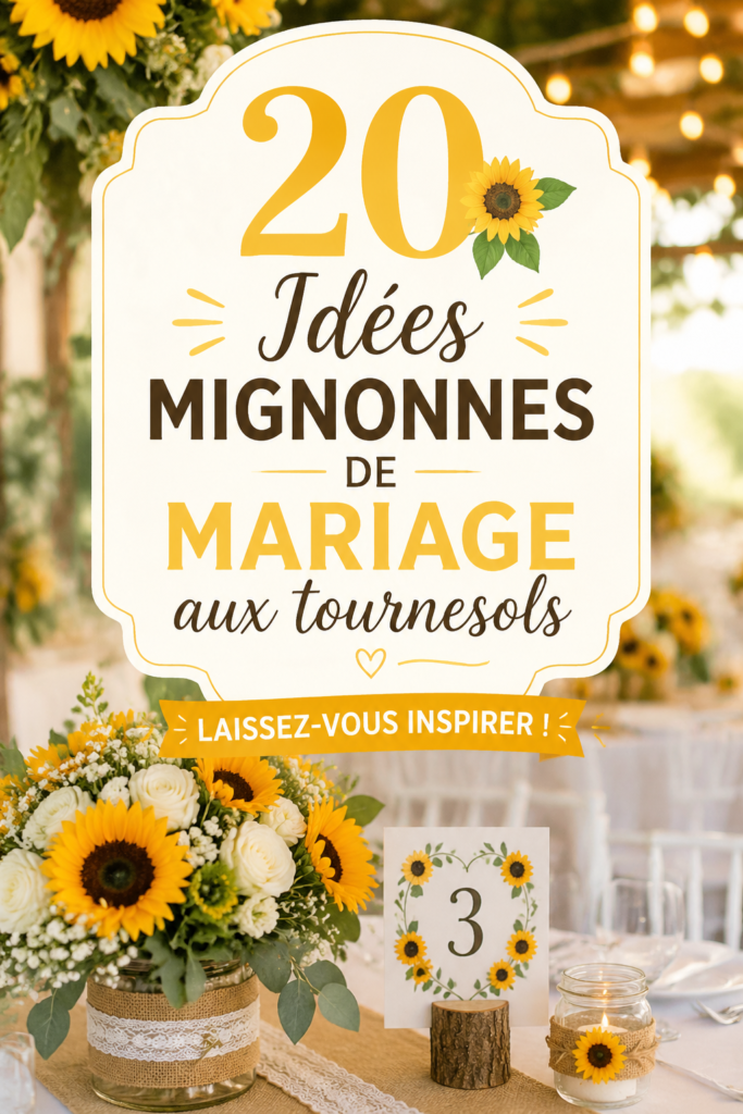 Décoration de mariage avec des tournesols, créant une ambiance estivale et joyeuse.