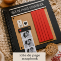 Une page de scrapbook colorée avec des photos et des embellissements créatifs.