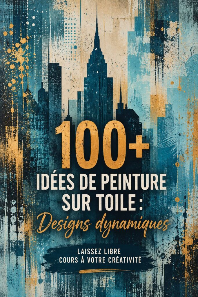Une toile peinte avec des motifs colorés et modernes, illustrant la créativité.