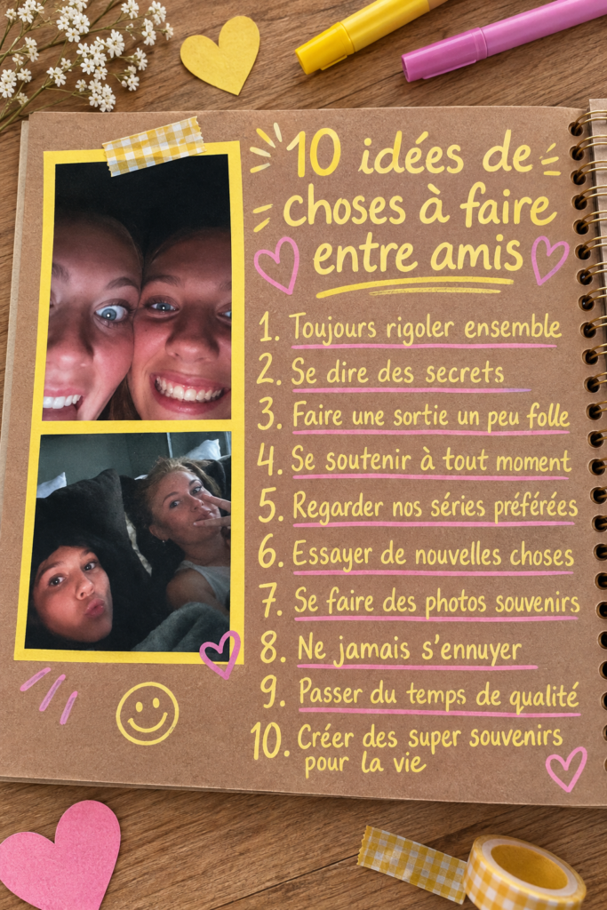 Un scrapbook coloré rempli de souvenirs pour un cadeau personnalisé à une amie