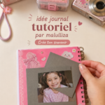 Un journal intime ouvert avec des pages colorées et des embellissements artistiques