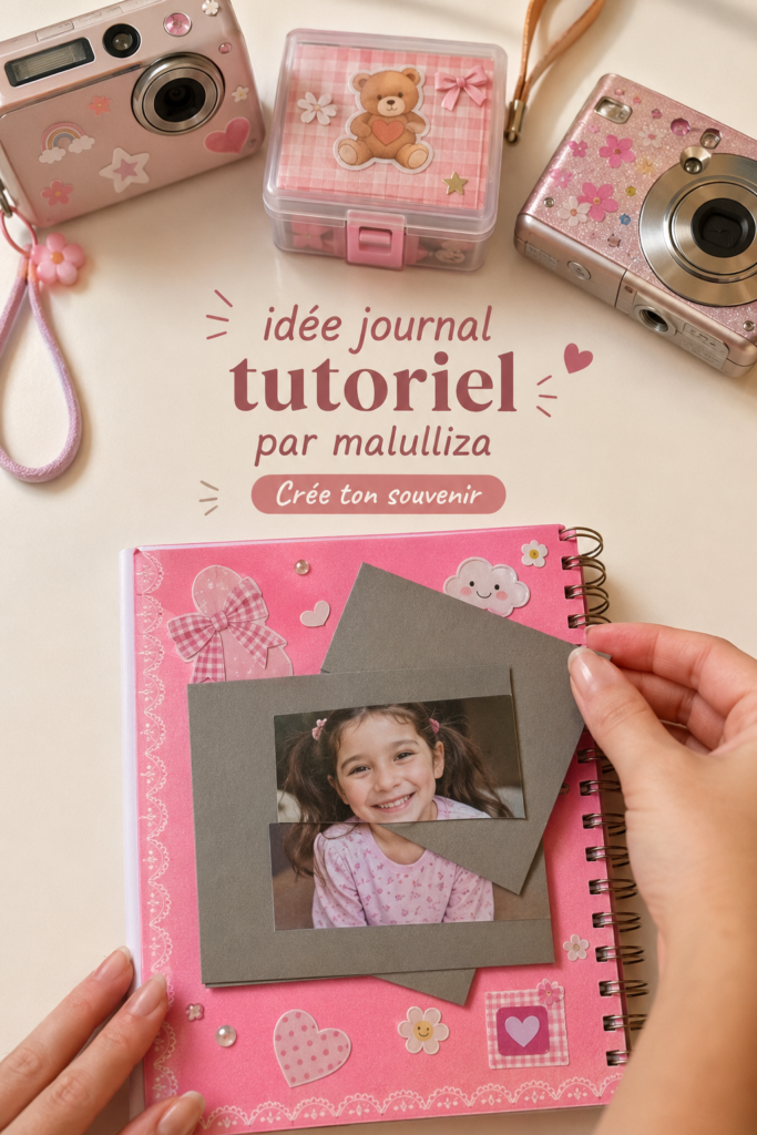 Un journal intime ouvert avec des pages colorées et des embellissements artistiques