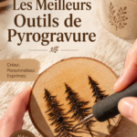 Une collection d'outils de pyrogravure sur une table de travail.
