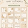 Un beau scrapbook ouvert montrant des pages décorées, avec des photos et des embellissements colorés.