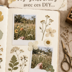 Un collage coloré de souvenirs fait maison avec des photos et des objets personnels.