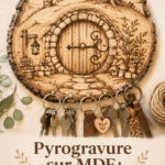 Une illustration de pyrogravure sur MDF montrant des motifs délicats gravés
