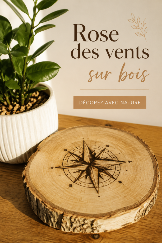 Rose des vents en bois artisanale, décorative et unique