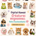 Un collage de stickers kawaii colorés sur un fond pastel, représentant divers personnages mignons.