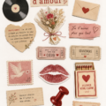 Un scrapbook d'amour créatif avec divers stickers colorés