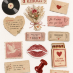Un scrapbook d'amour créatif avec divers stickers colorés