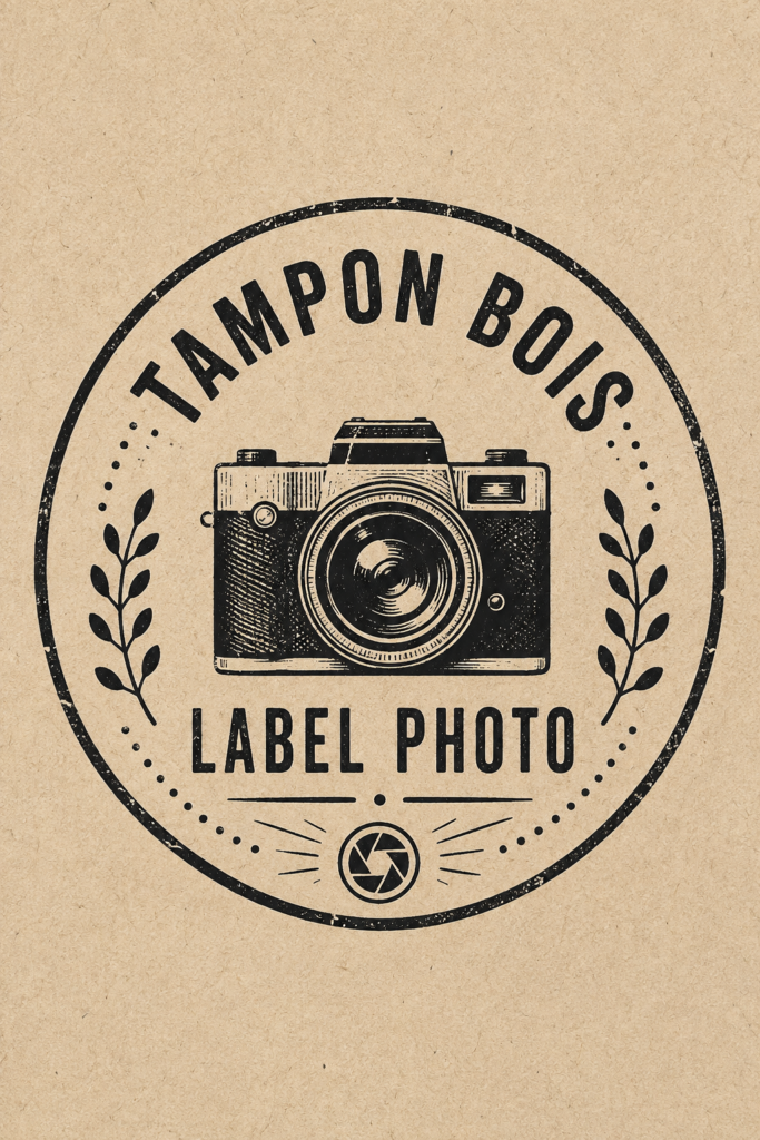 Tampon en bois personnalisé sur une carte de vœux