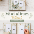 Mini album créatif sur une table avec des fournitures artistiques