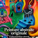 Peinture abstraite moderne sur toile avec des couleurs vibrantes