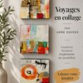 Un collage artistique coloré inspiré par Jane Davies, mettant en avant des formes et des textures variées.