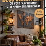 Une belle décoration murale industrielle avec des éléments en métal et bois, apportant une touche artistique à une pièce.