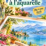 Peinture d'un paysage à l'aquarelle avec des couleurs vives et des techniques variées.