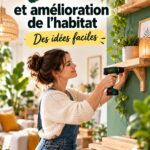 Une femme heureuse en train de réaliser un projet DIY pour son intérieur.