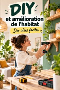 Une femme heureuse en train de réaliser un projet DIY pour son intérieur.