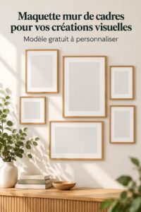 Une galerie murale décorée avec des cadres variés et des œuvres d'art originales.