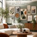 Une belle galerie murale moderne dans un salon confortable, intégrant des œuvres d'art variées.