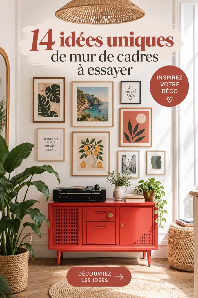 Un mur de galerie décoré avec des œuvres d'art variées et des photos encadrées.