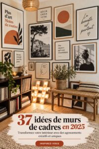 Une belle galerie murale avec des œuvres d'art variées dans un intérieur chaleureux.