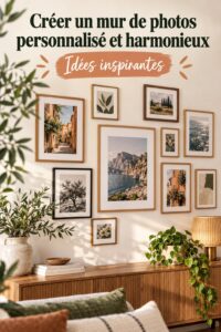 Un mur décoré de plusieurs photos encadrées, reflet de souvenirs heureux.