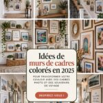 Mur de galerie coloré dans un couloir avec des photos de voyages
