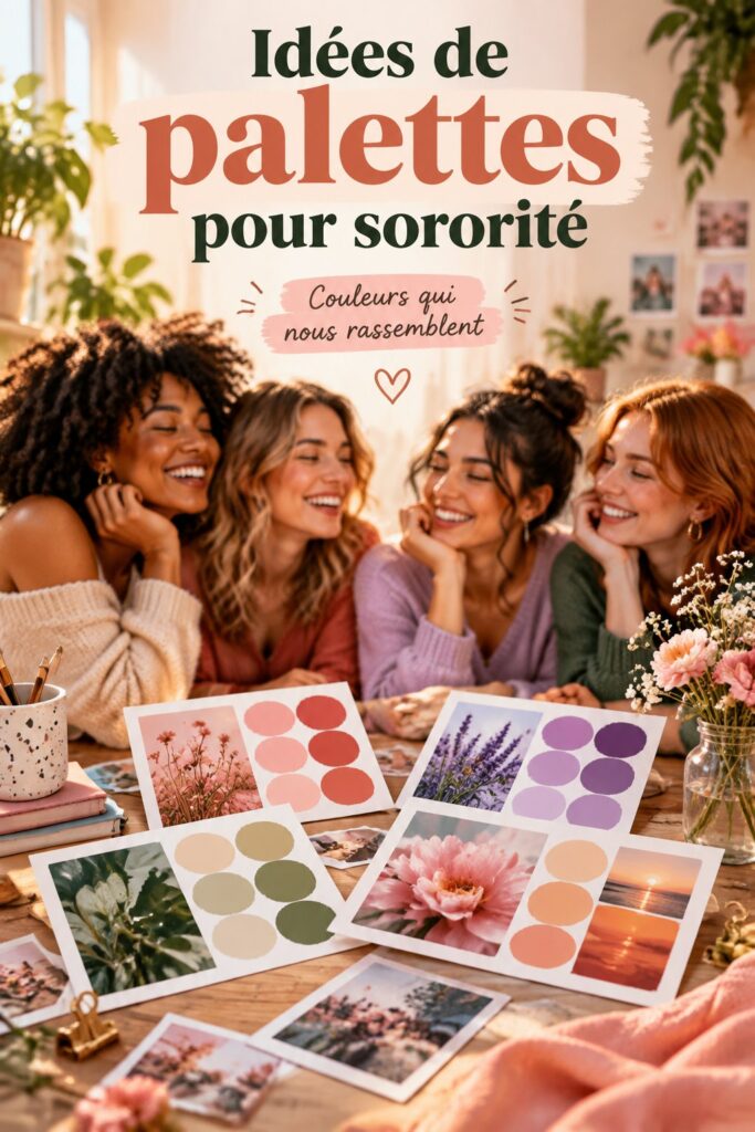 Palette de couleurs douce et accueillante pour une sororité avec des nuances de rose et de crème.