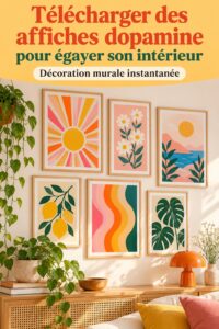 Affiches colorées inspirées par la dopamine pour une décoration intérieure joyeuse.