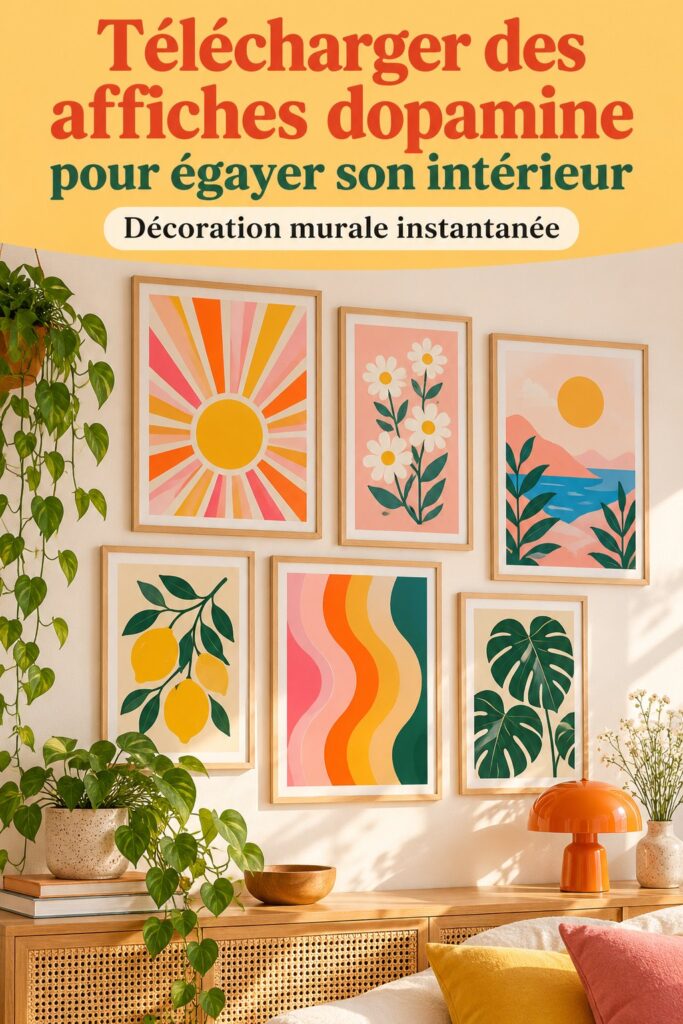 Affiches colorées inspirées par la dopamine pour une décoration intérieure joyeuse.