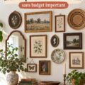 Galerie murale avec des pièces vintage trouvées en seconde main