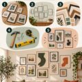 Mur décoratif d'images harmonieuses dans un salon élégant.