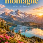 Un paysage de montagne coloré en DIY, décoré avec des sapins et des couleurs de saison.