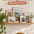 Étagère murale décorée avec des photos de famille et d'amis, style chaleureux et accueillant