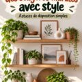 Étagère à photos stylisée avec plusieurs cadres et éléments décoratifs