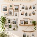 Mur avec des photos accrochées de manière créative et originale