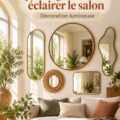 Salon lumineux avec un miroir stylé ajoutant de la profondeur et de la lumière à la pièce.