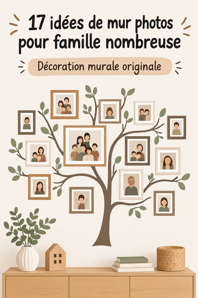 Mur photo familial créatif avec des souvenirs chaleureux