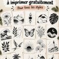 Collection d'illustrations en noir et blanc à imprimer gratuitement, parfaite pour la décoration intérieure.