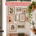 Mur de galerie optimisé dans un petit espace avec des œuvres d'art variées