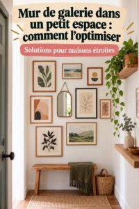 Mur de galerie optimisé dans un petit espace avec des œuvres d'art variées
