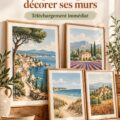 Impressions de paysages français décorant un mur moderne.