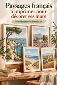 Impressions de paysages français décorant un mur moderne.