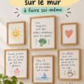 Un mur décoré avec des phrases drôles d'enfants encadrées et colorées
